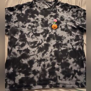 Nike t shirt men's XL 100% cotton pot themed grey/black blotches orange plant